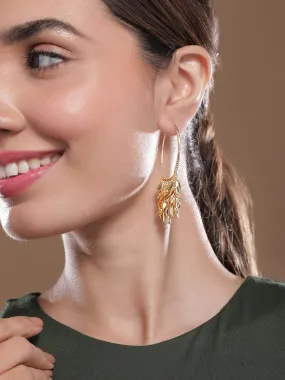 18K Gold Plated Leaf Cluster Dangle Earrings