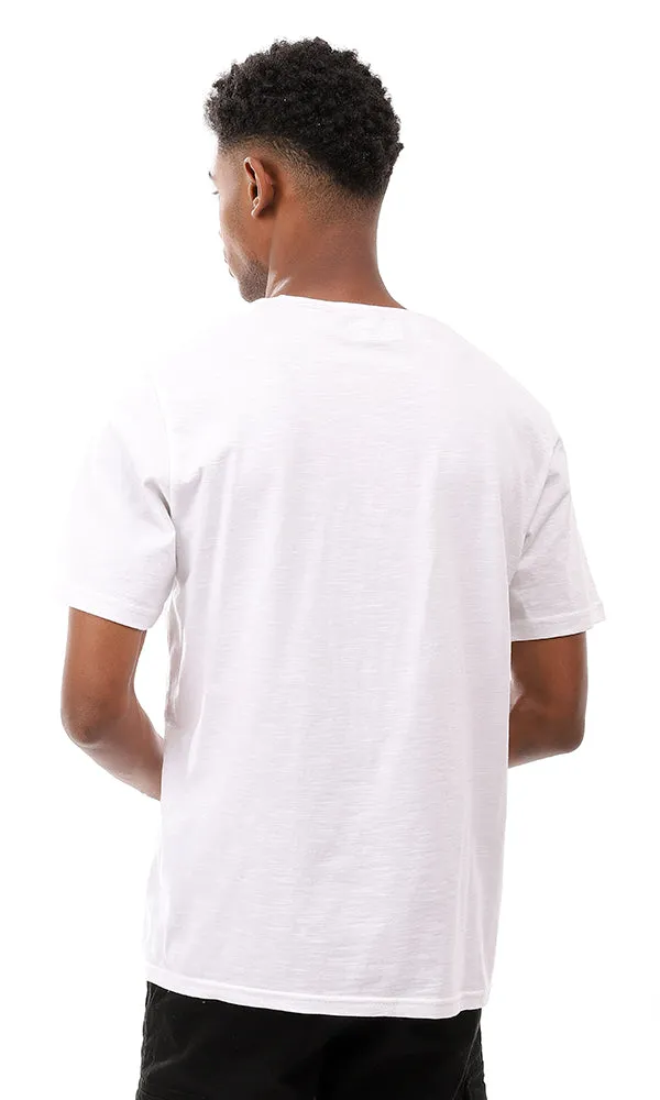 95092 Front Random Print Regular Fit White Tee