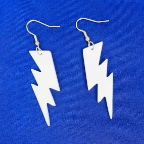 Acrylic Lightning Bolt Dangle Earrings in White