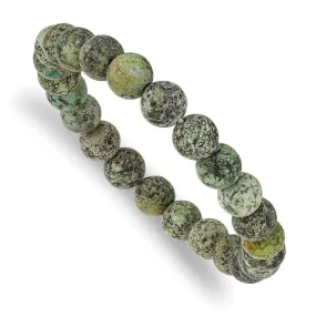 African Pine Agate Beaded Stretch Bracelet