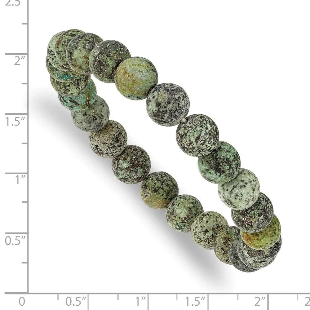 African Pine Agate Beaded Stretch Bracelet