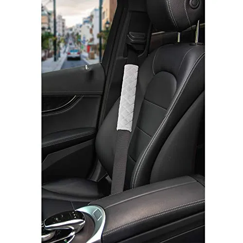 Amooca Soft Auto Seat Belt Cover Seatbelt Cushions Shoulder Pad 2 PCS for a More Comfortable Driving Compatible with All Cars Light Khaki