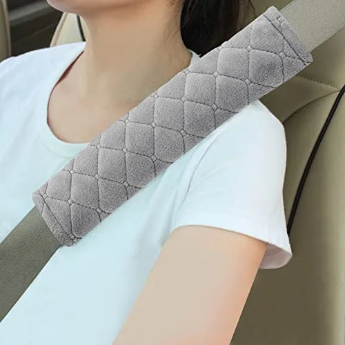Amooca Soft Auto Seat Belt Cover Seatbelt Cushions Shoulder Pad 2 PCS for a More Comfortable Driving Compatible with All Cars Light Khaki