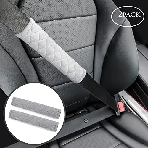 Amooca Soft Auto Seat Belt Cover Seatbelt Cushions Shoulder Pad 2 PCS for a More Comfortable Driving Compatible with All Cars Light Khaki