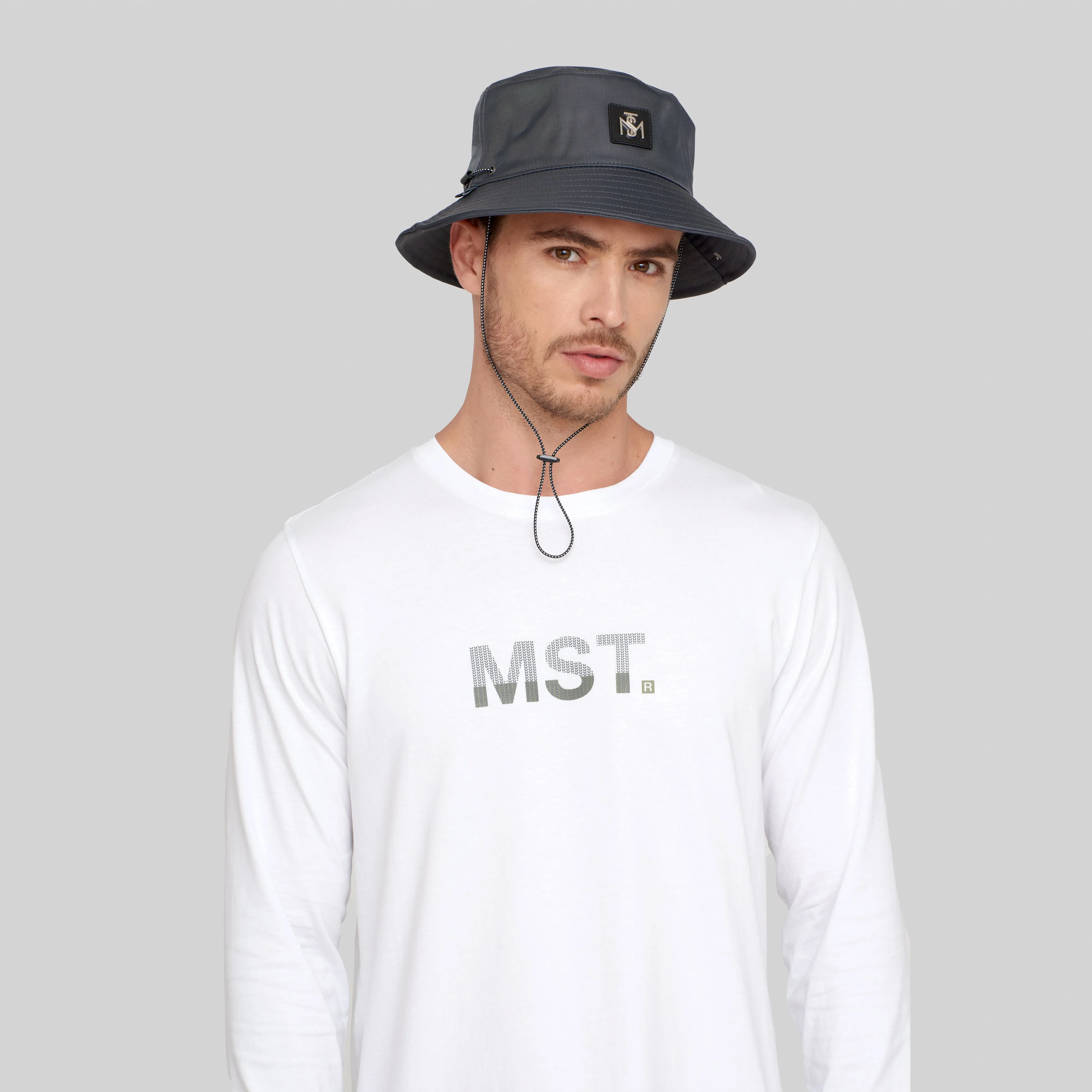 ANTIGONO GREY BUCKET HAT
