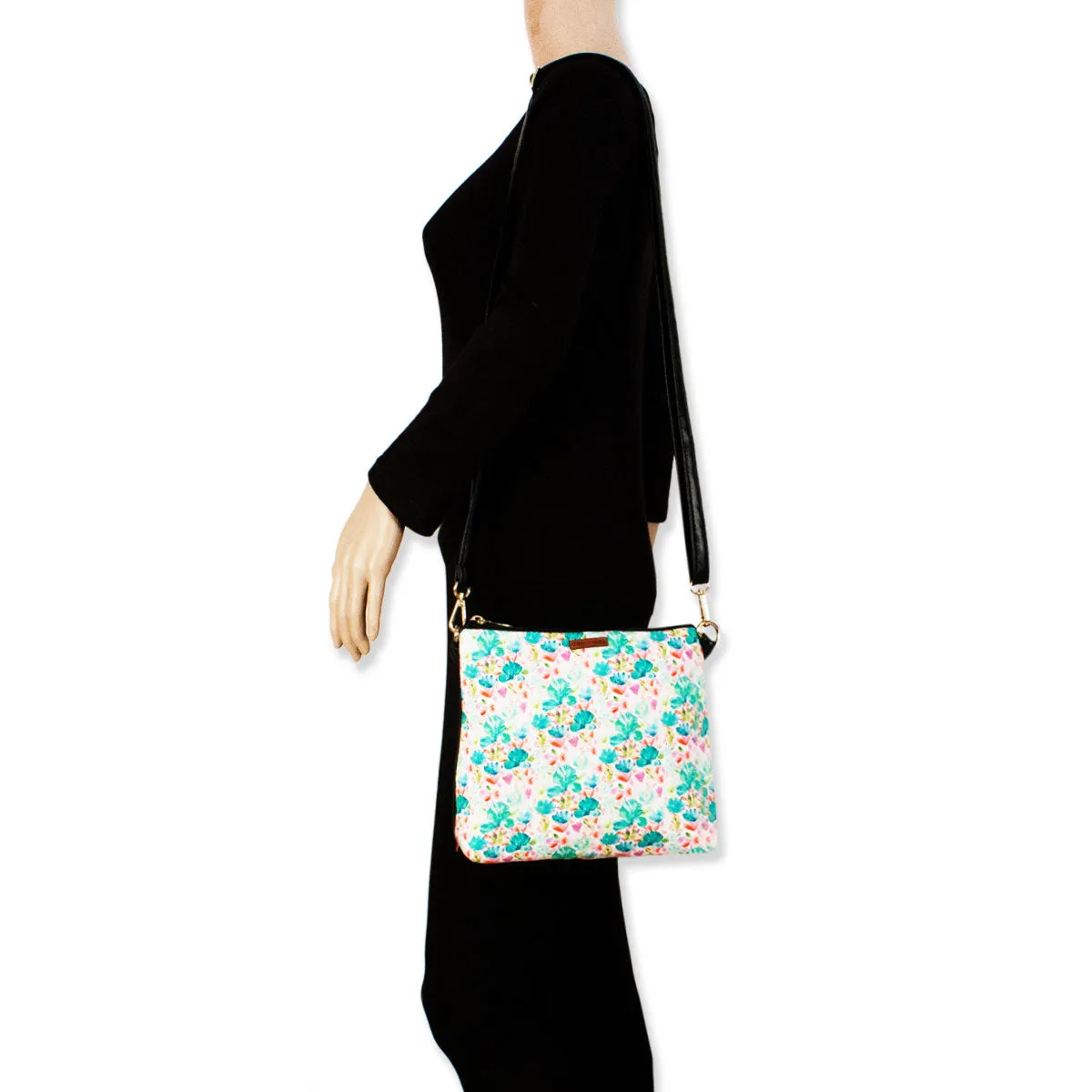 Aqua Flowers Sling Bag