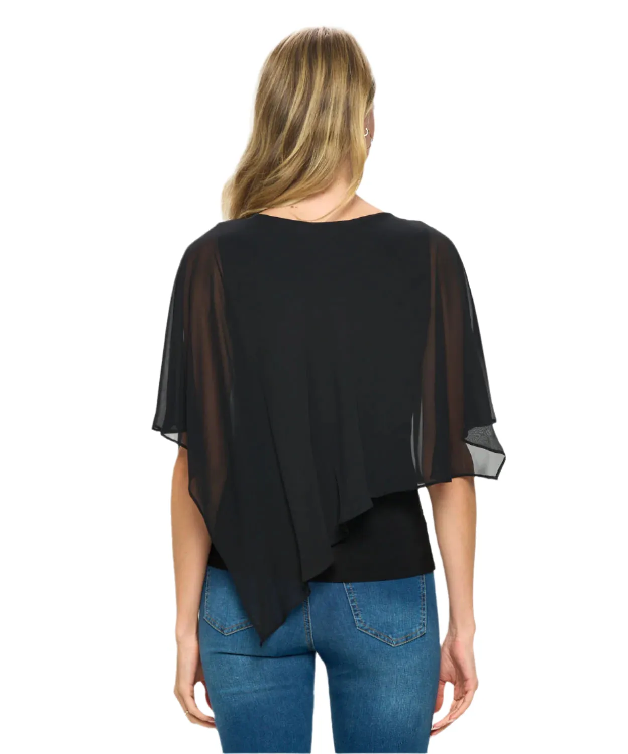 Asymmetrical Flowy Chifone Overlay Elegant Top