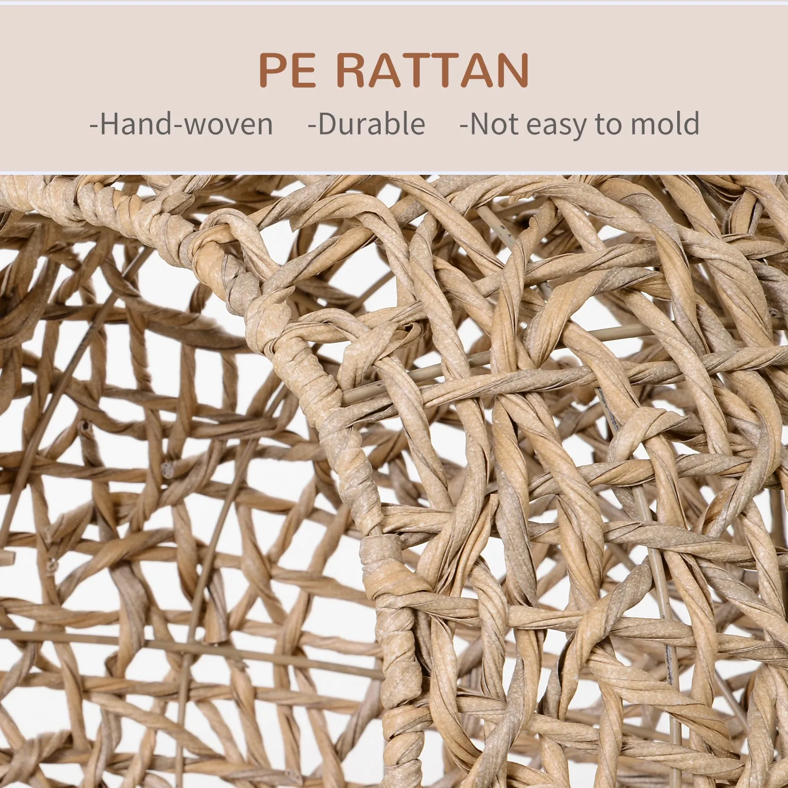 Ball-Shaped Rattan Elevated Cat, 58H x 52Dcm - Basket Natural Wood