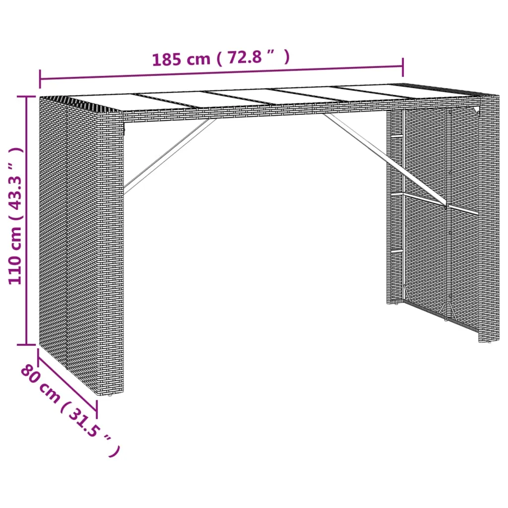Bar Table Counter Height Bar Table for Kitchen Dining Room Poly Rattan