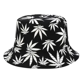 Black and White Cannabis Bucket Hat