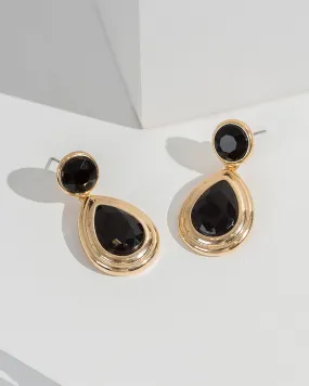 Black Framed Tear Drop Earrings