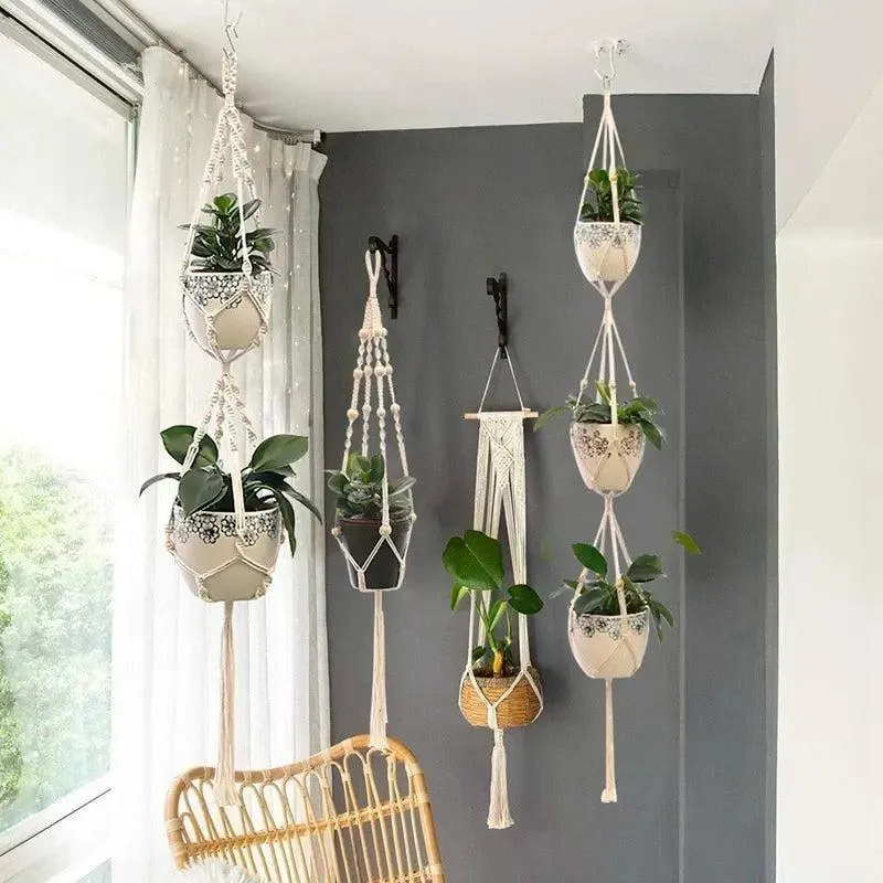 Boho Chic: Artisan-Woven Rattan Planter for Trendy Interior Design