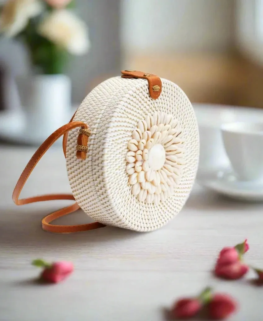 Boho you white Round Sling Bag | Shell Bag | Kaodhi Bag