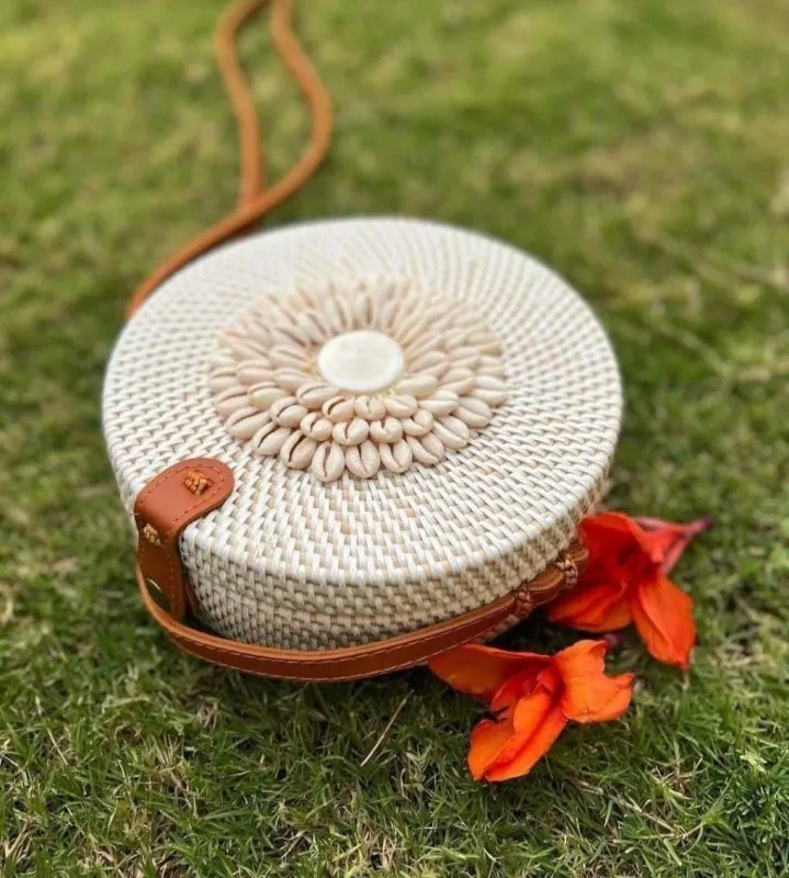 Boho you white Round Sling Bag | Shell Bag | Kaodhi Bag