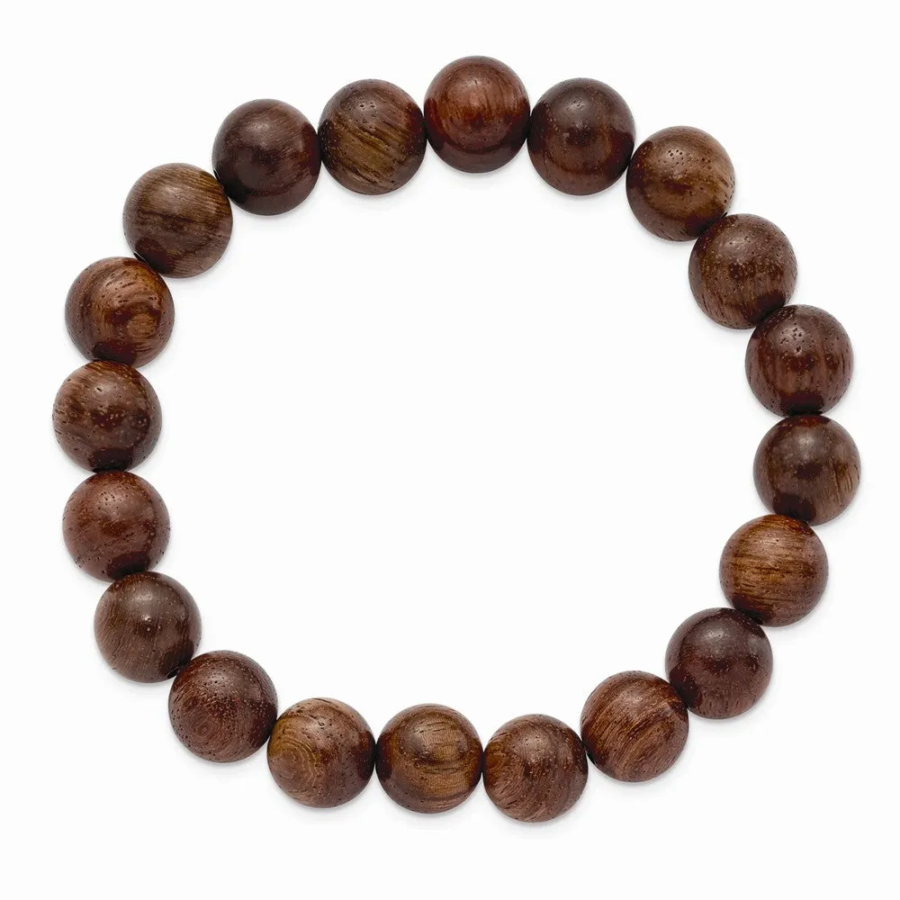 Burma Padauk Wood Beaded Stretch Bracelet