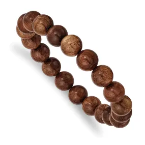 Burma Padauk Wood Beaded Stretch Bracelet