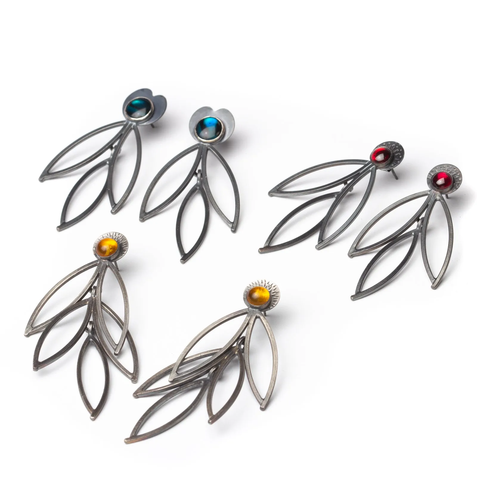 Cascading Leaf Earrings with Opalescent Shell
