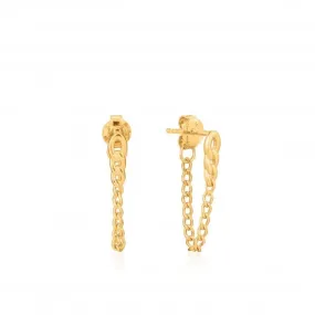 Chain Reaction Shiny Gold Curb Chain Stud Earrings E021-03G