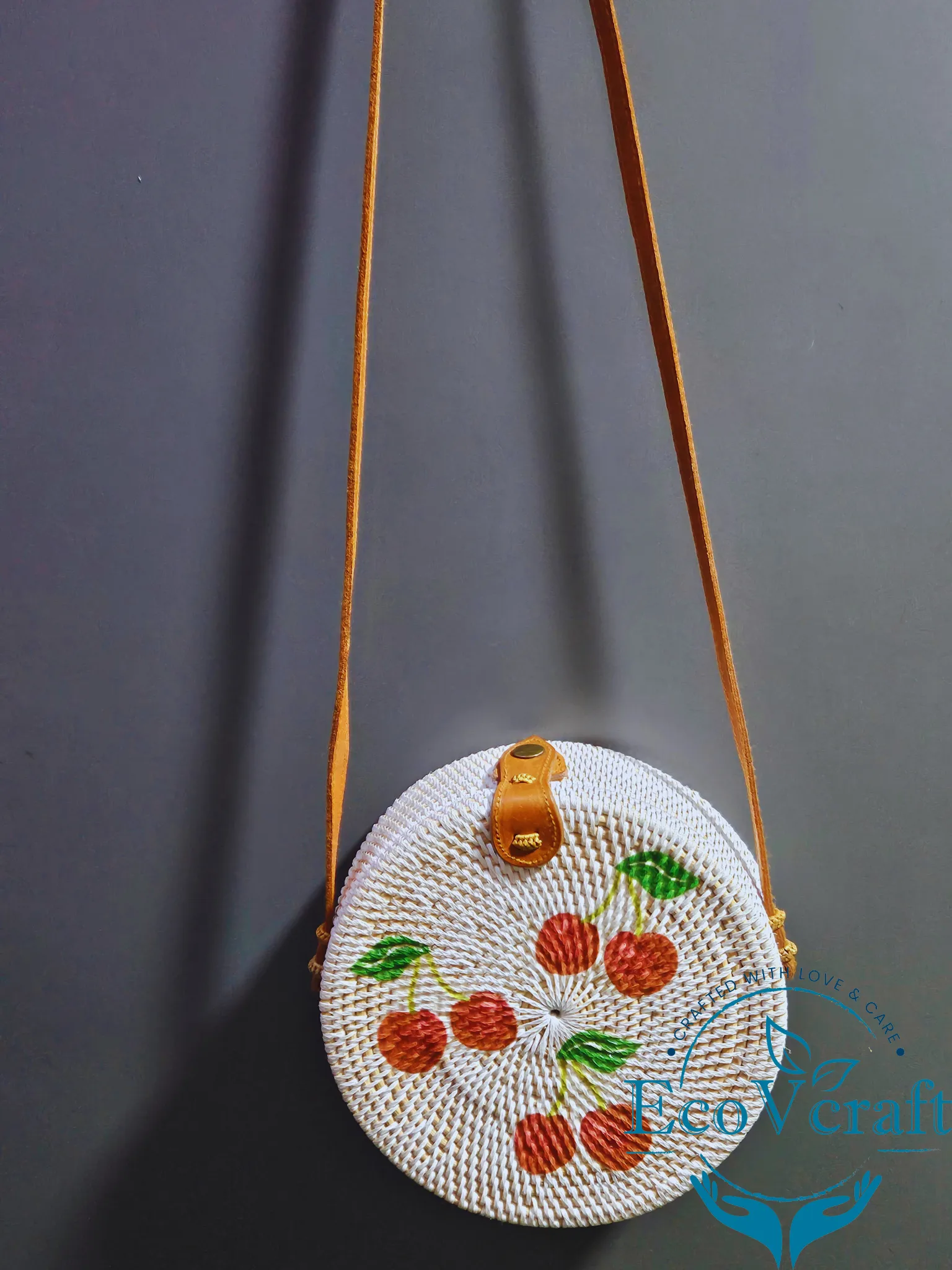 Cherry White Round Sling  Bag