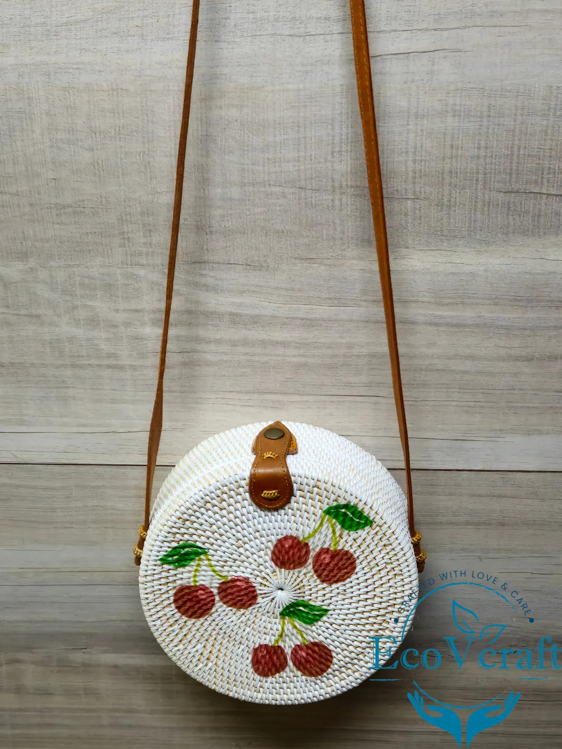 Cherry White Round Sling  Bag