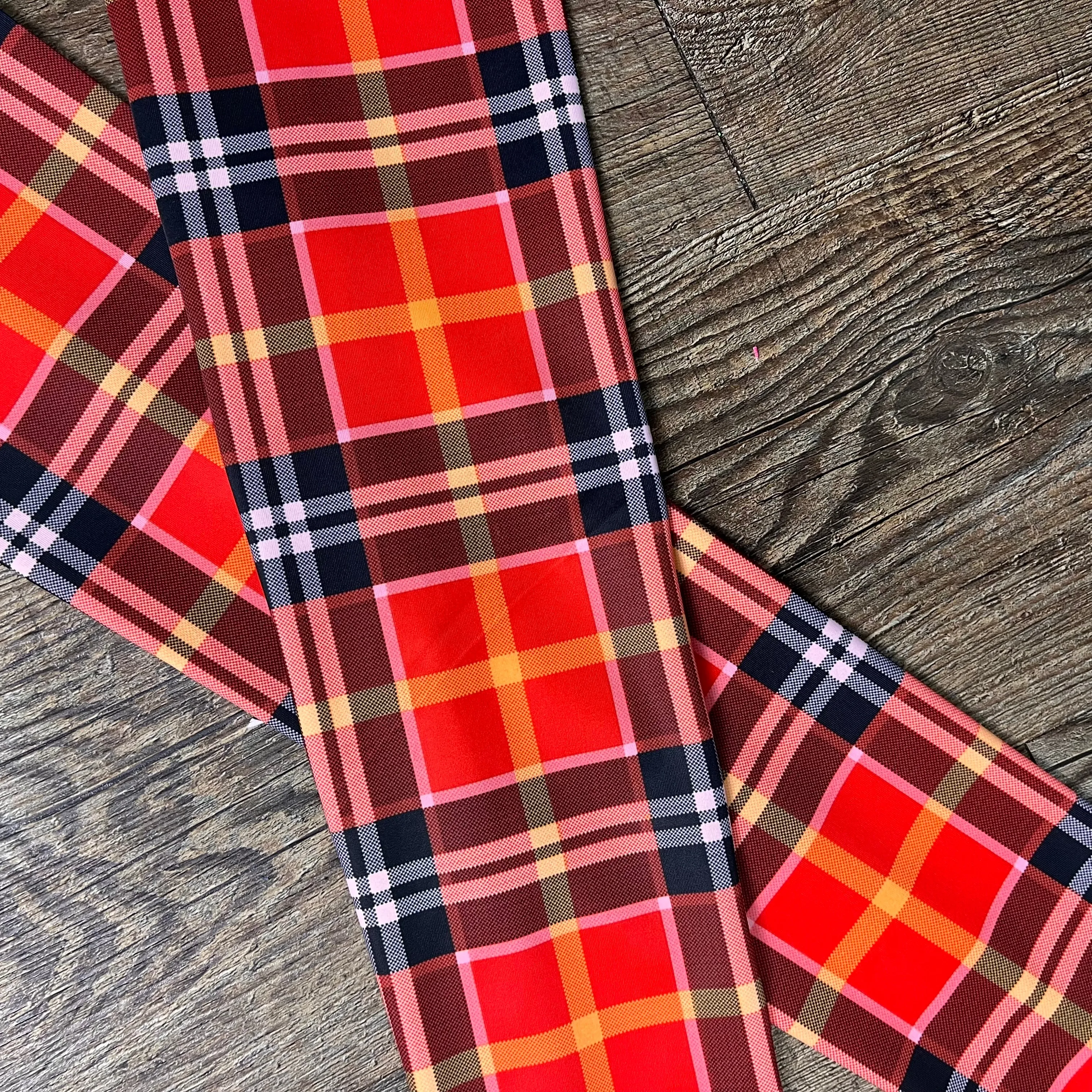 Compression Arm Sleeves in Red Plaid Print Spandex