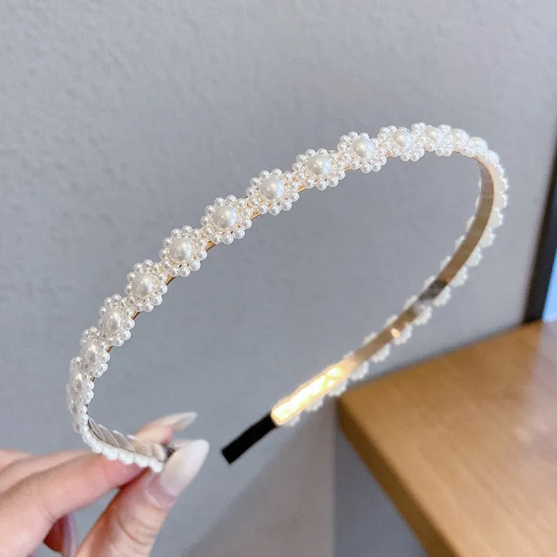 deanwangkt Hairbands New Luxury Big Pearl Bezel Women Girls Bow Sunflower Female Hair Hoops Hair Accessories Fashion Jewelry Headband