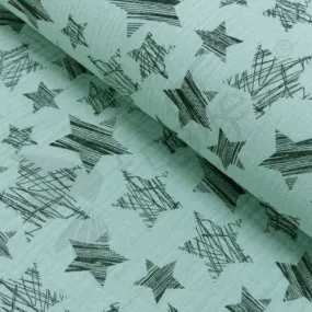 Double Gauze - Scribble Stars - Mint