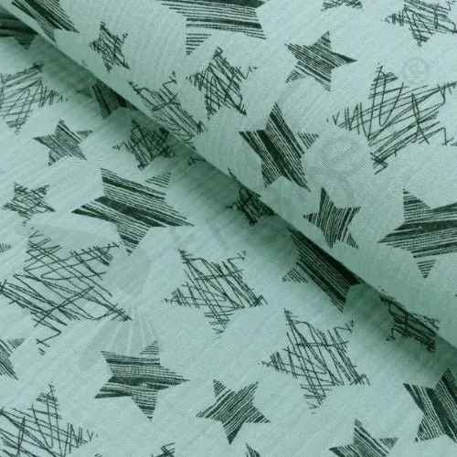 Double Gauze - Scribble Stars - Mint