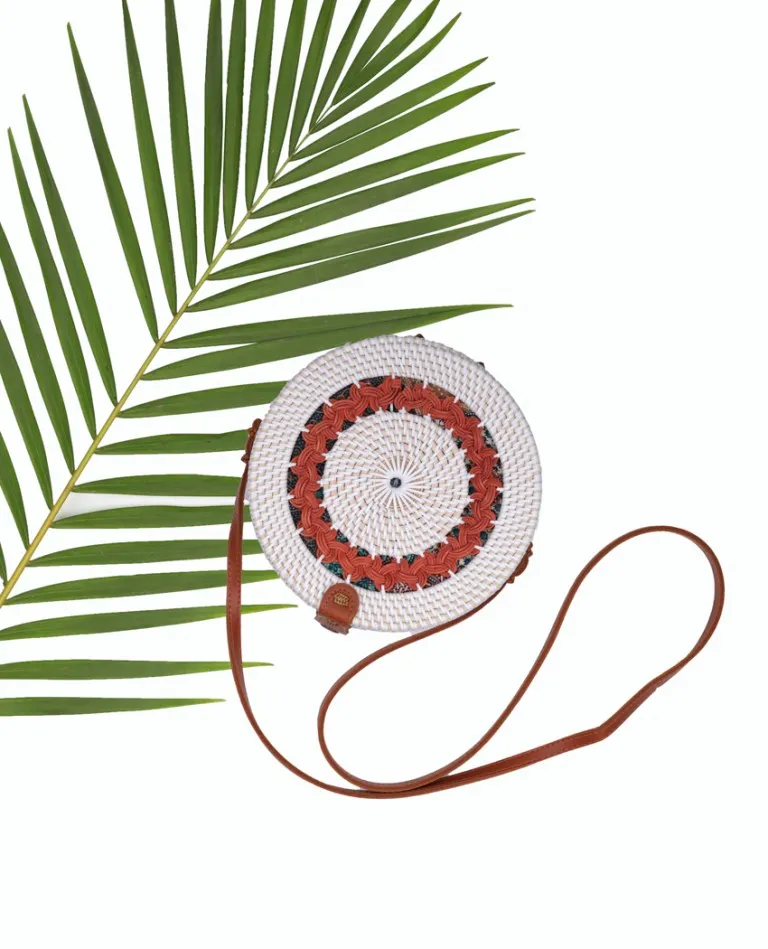 Eco Bliss Brown Ring White Round Sling  Bag