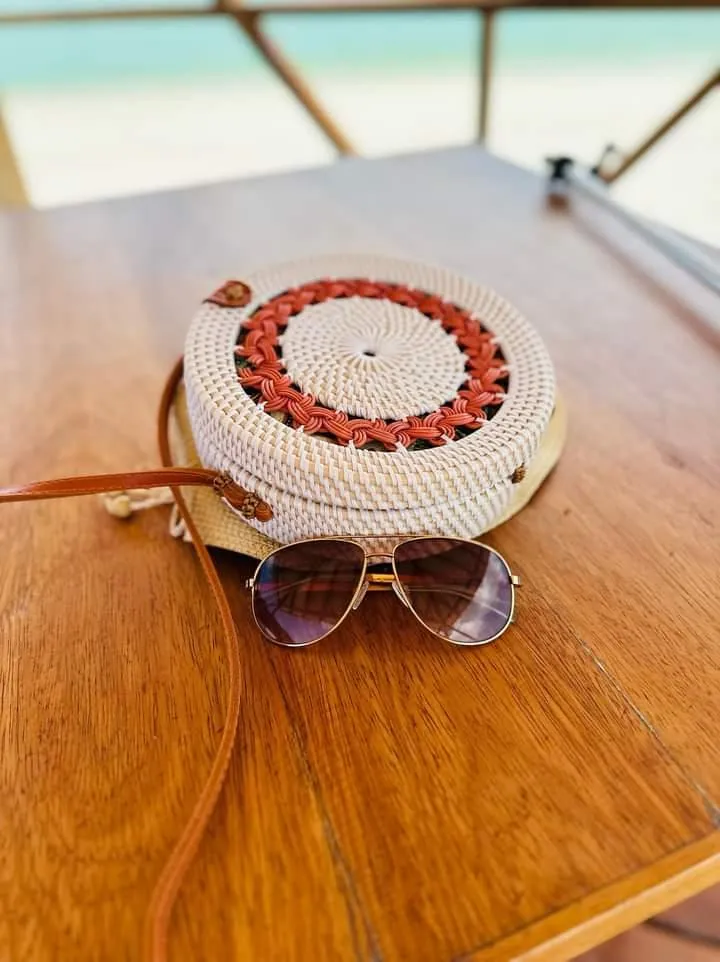 Eco Bliss Brown Ring White Round Sling  Bag