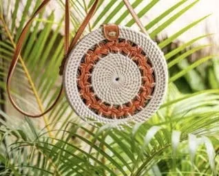 Eco Bliss Brown Ring White Round Sling  Bag