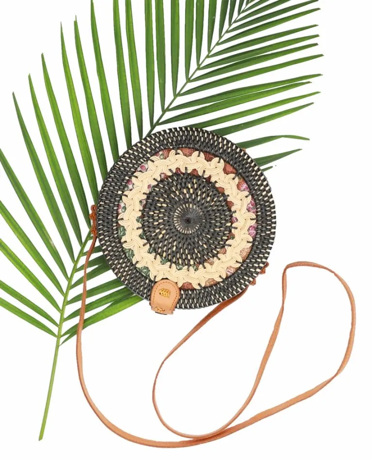 Eco bliss Creamish Black Round Sling  Bag