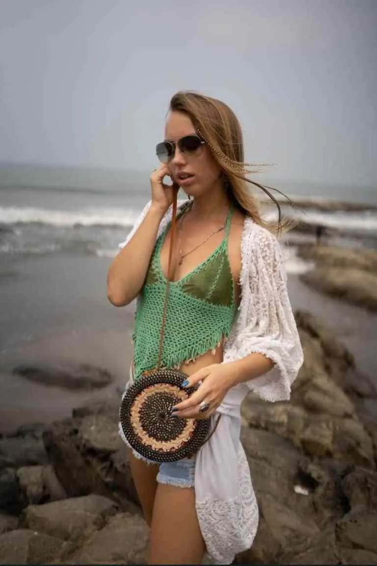 Eco bliss Creamish Black Round Sling  Bag