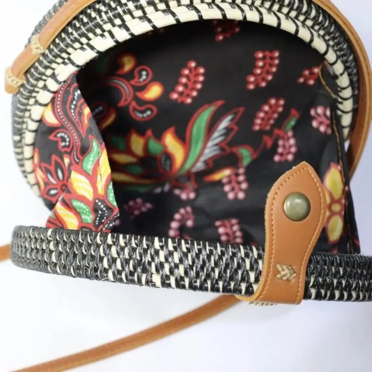 Eco bliss Creamish Black Round Sling  Bag