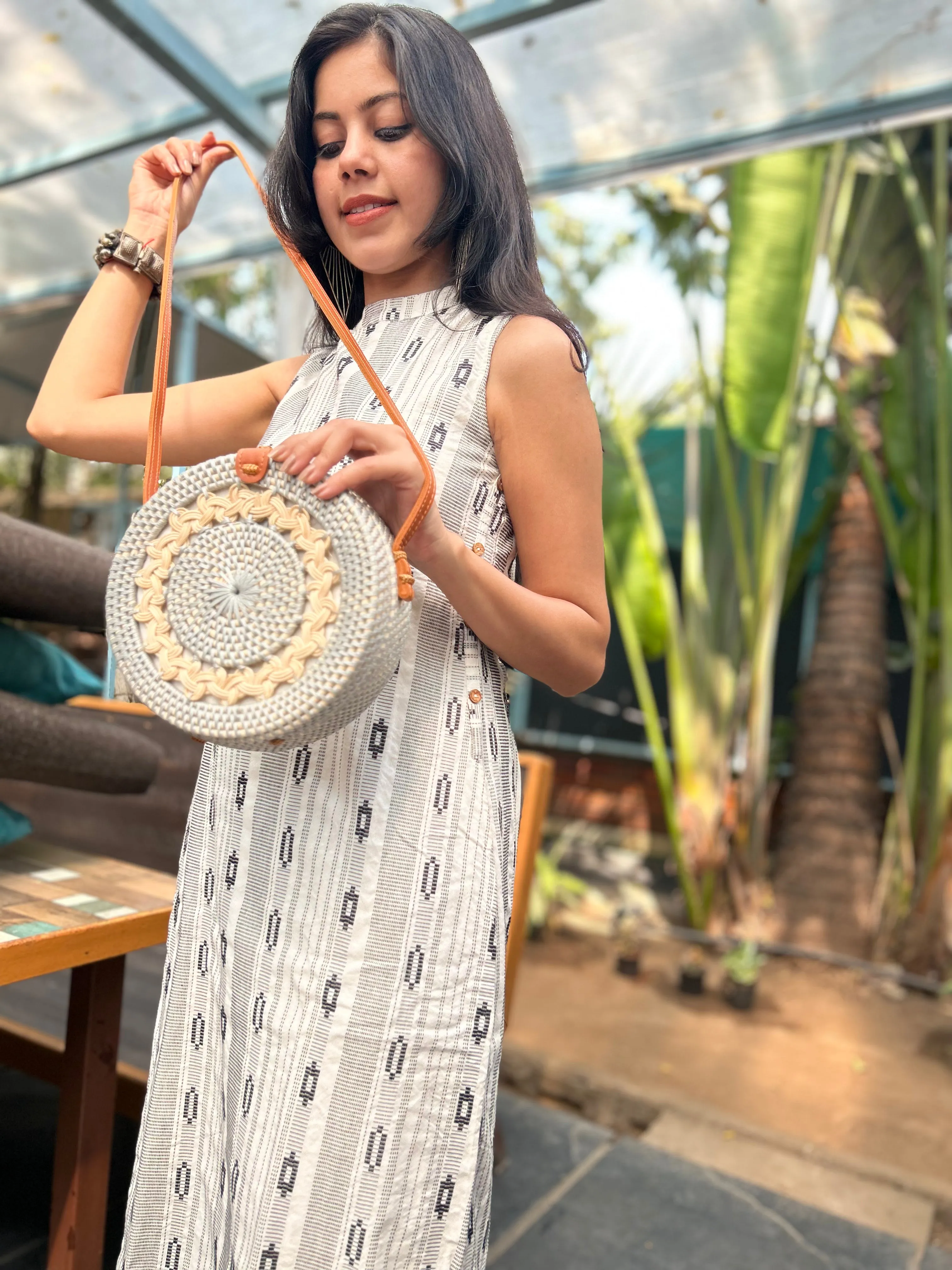Eco Bliss Grey Round Sling  Bag