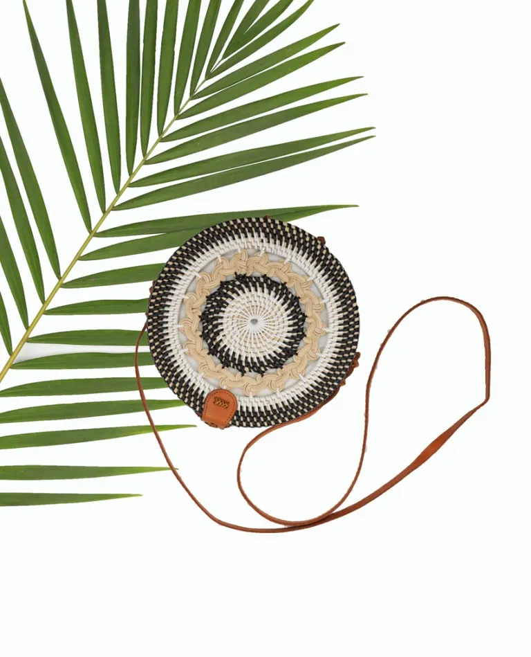Eco Chic Black And White Round Sling Bag