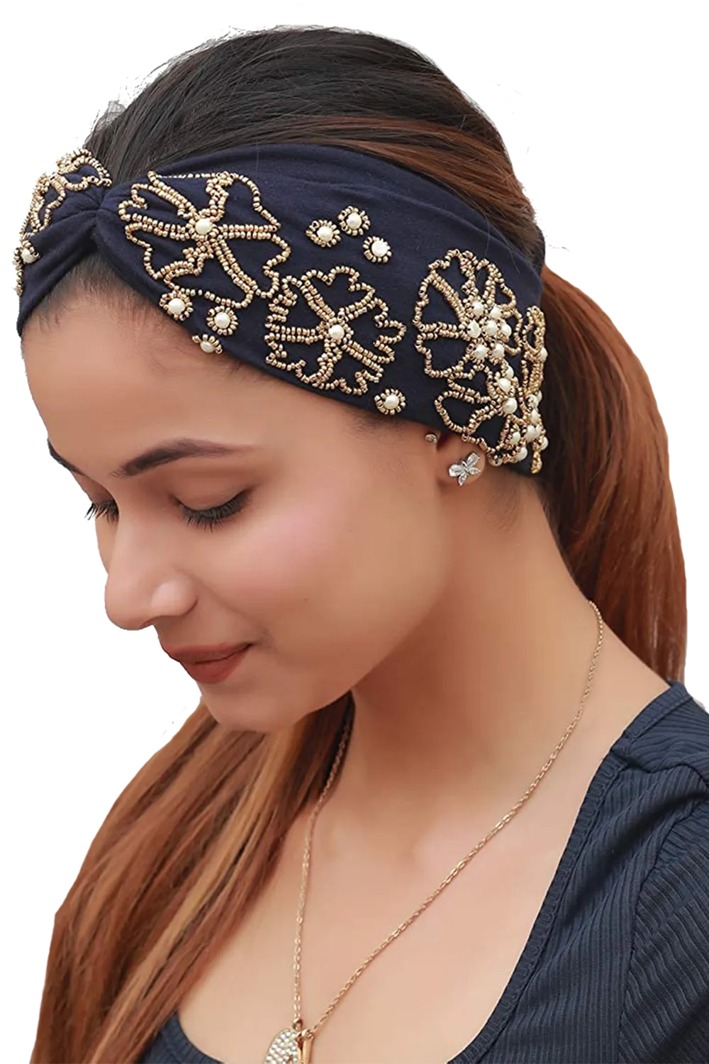 Embroidered Designer Bamboo Headband for Women