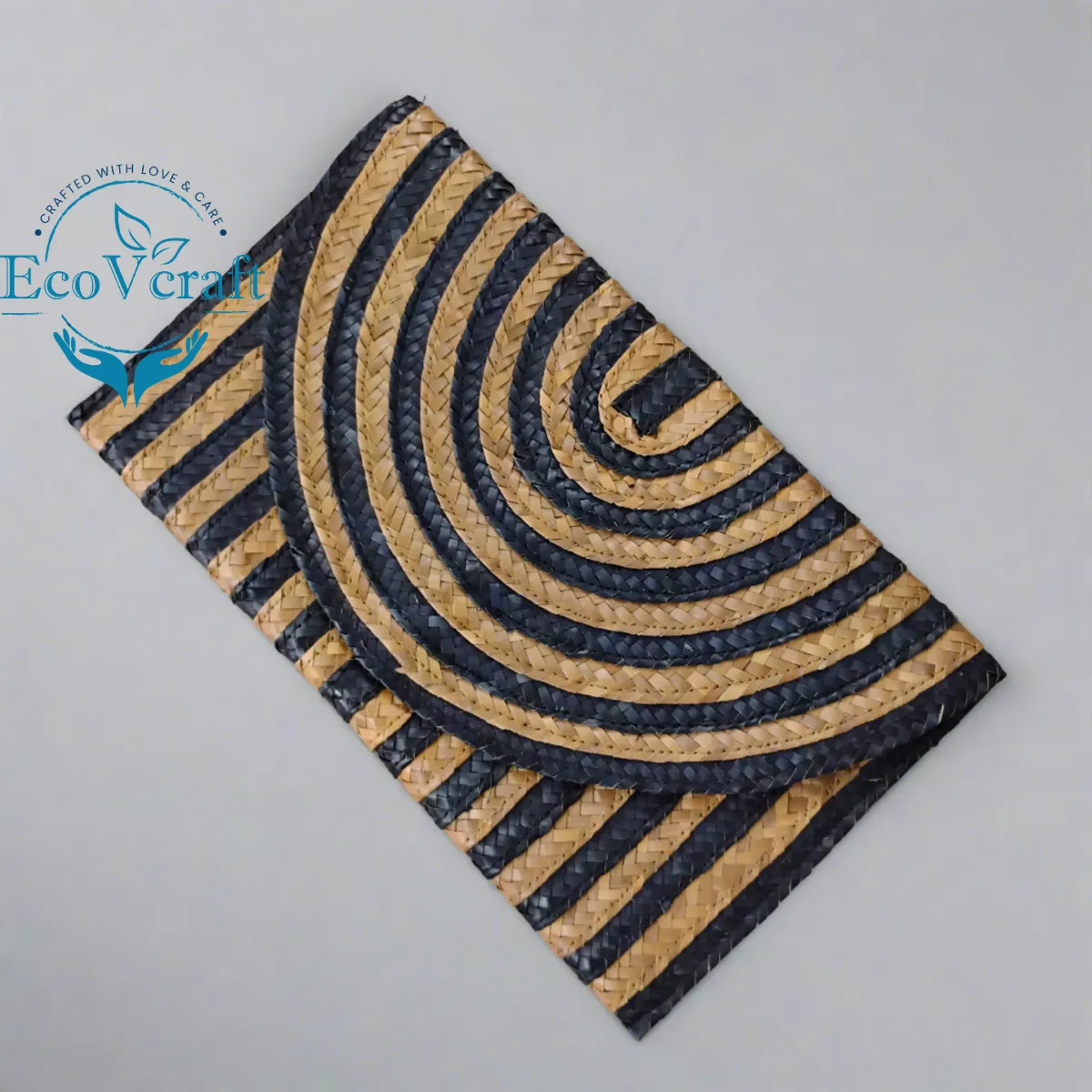 Envelope Natural Black and Tan Rectangular Clutch Bag