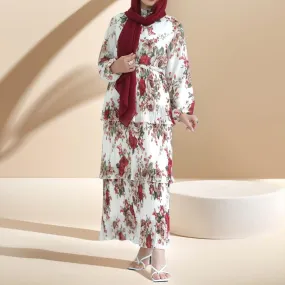Ethereal Bloom 3-Layer Ciffon Maxi Dress