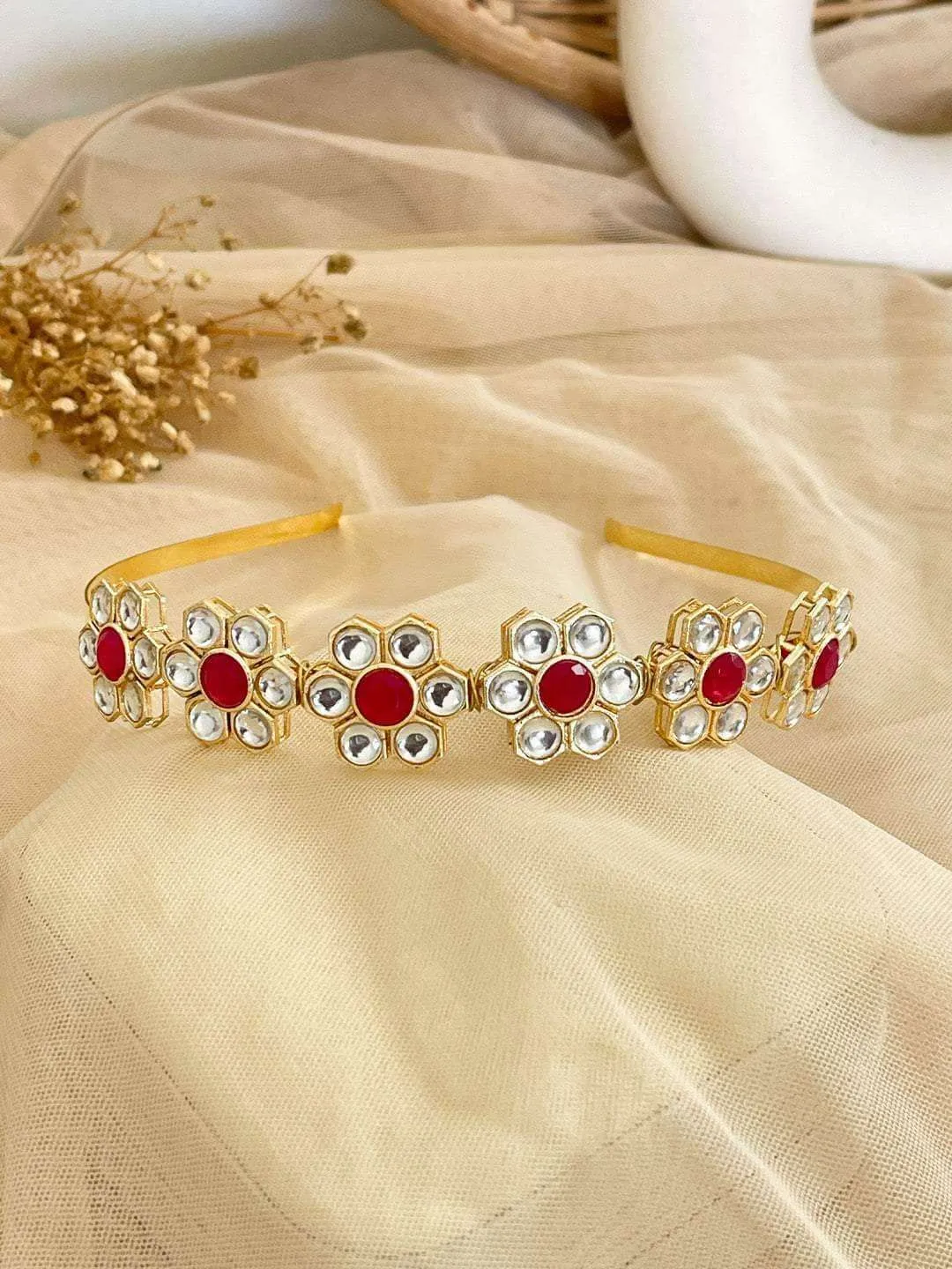 Ethnic Kundan Gold Plated Hair Band