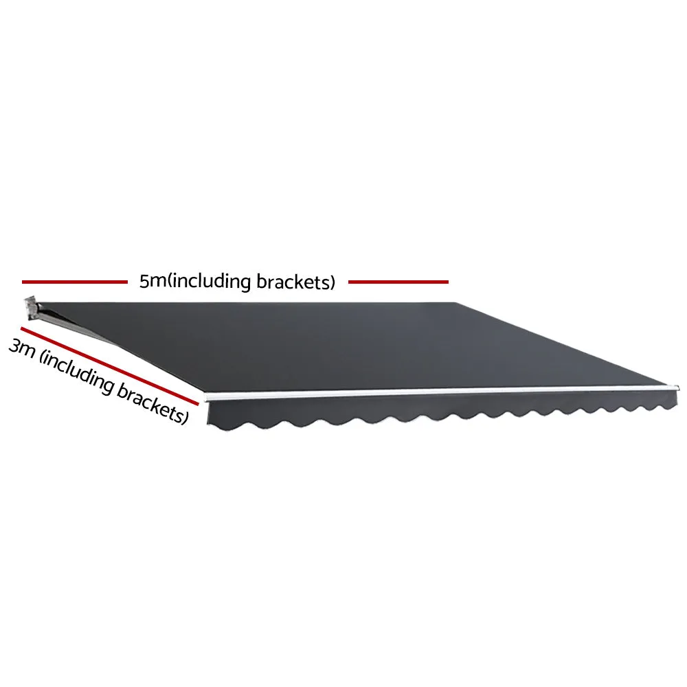 Folding Arm Awning Outdoor Awning Canopy Retractable 5Mx3M Grey