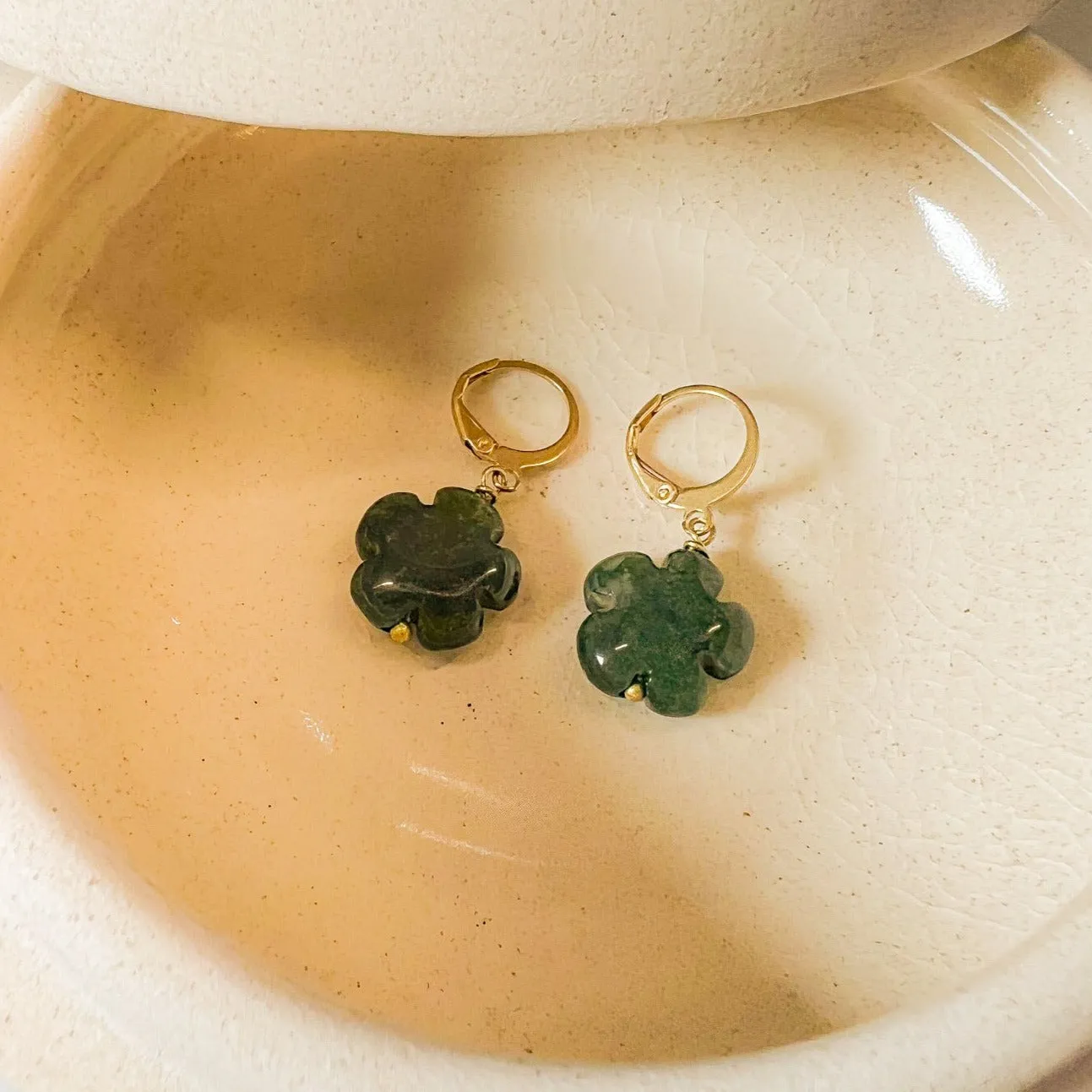 Foresta: Moss Agate Flower Huggie