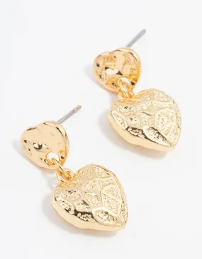 Gold Plated Heart Drop Earrings