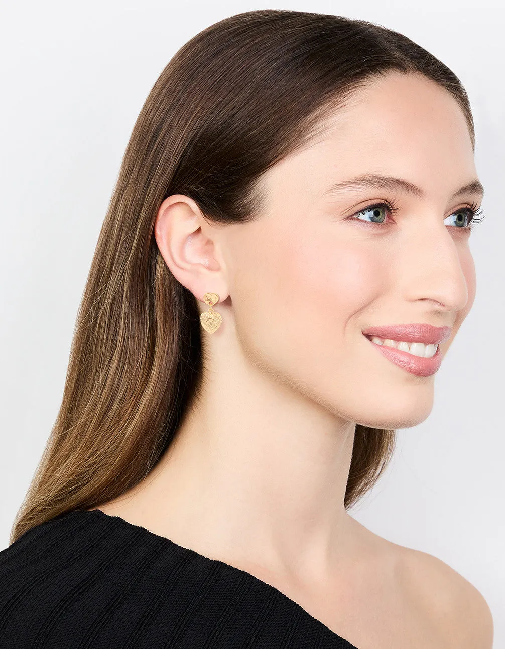 Gold Plated Heart Drop Earrings