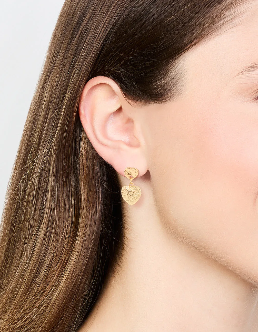 Gold Plated Heart Drop Earrings