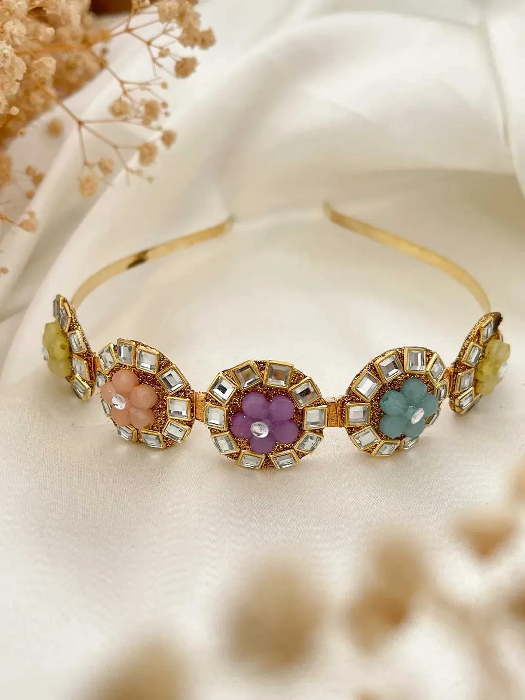 Gold Plated Kundan Studded Sheeshphool Hair Band