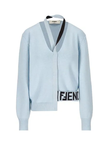HALTERNECK WOOL-CASHMERE CARDIGAN