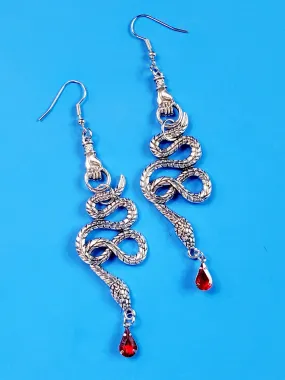 Hand & Snake Dangle Earrings