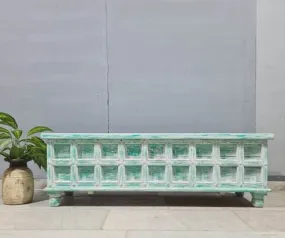 Handmade Indian Hand Carved Solid Hard Wood Old Door Blanket Box 140x45x45cm