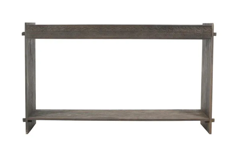 Handmade Indian Hand Carved Solid Hard Wood Tray Top Console Table Grey